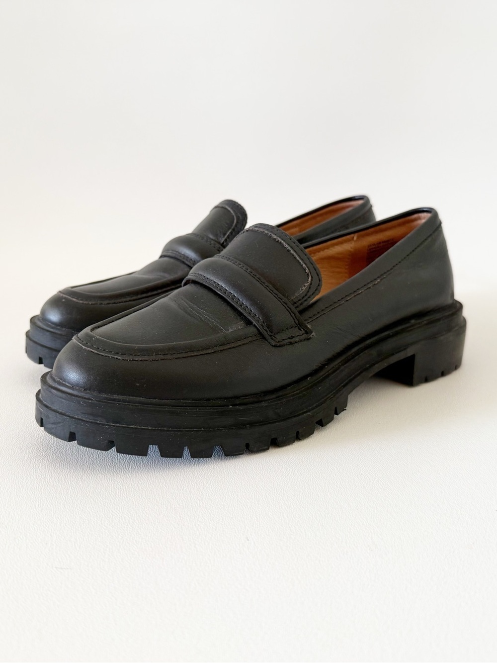 Madewell Shoes The Bradley Leather Lug Sole Penny Loafers Preppy Chic Black 7.5 - Picture 5 of 16